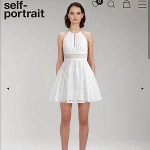 Self Portrait Broderie Anglaise Cotton White Dress Size 4